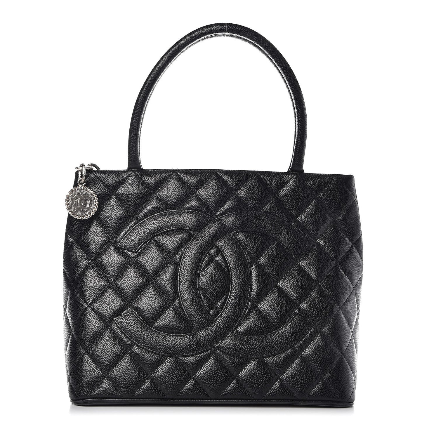 Caviar Quilted Medallion Tote Black
