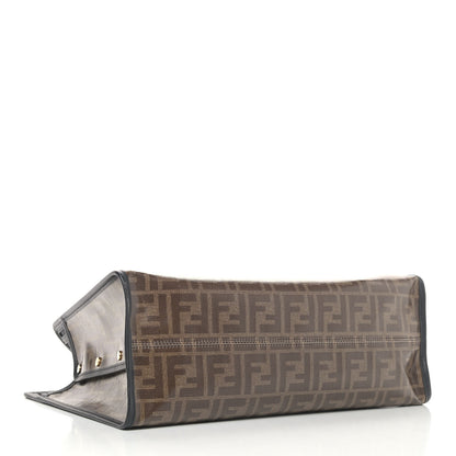 Fendi Glazed Fabric Vitello Century FF 1974 Stamp Patch Medium Peekaboo Defender Cover Mogano Panna Black 3 of 13