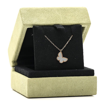 Van Cleef & Arpels 18K Yellow Gold Mother of Pearl Sweet Alhambra Butterfly Pendant Necklace 6 of 6