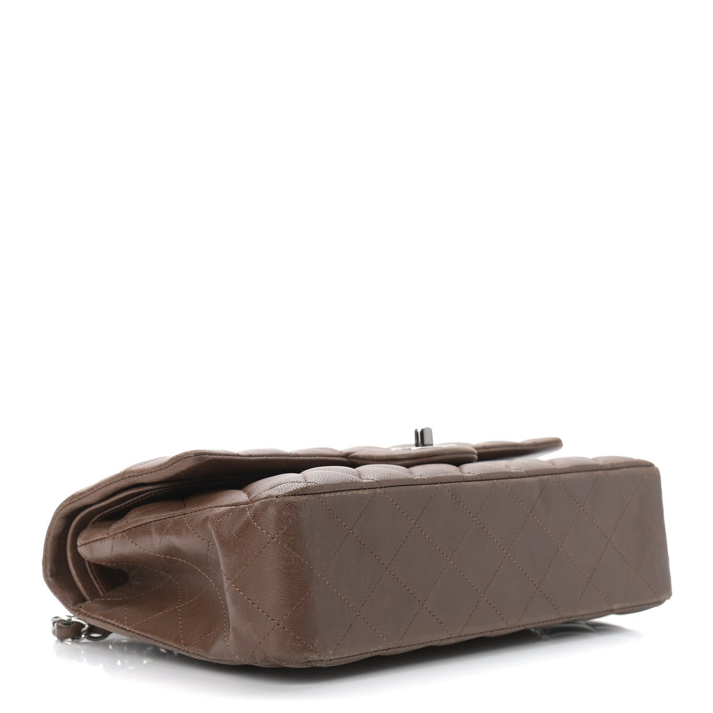 Lambskin Quilted Medium Double Flap Brown
