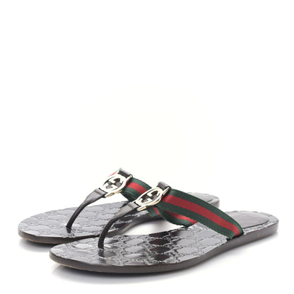 Gucci Nylon Guccissima Web Womens Thong Sandals 37.5 Green Red Black 5 of 21