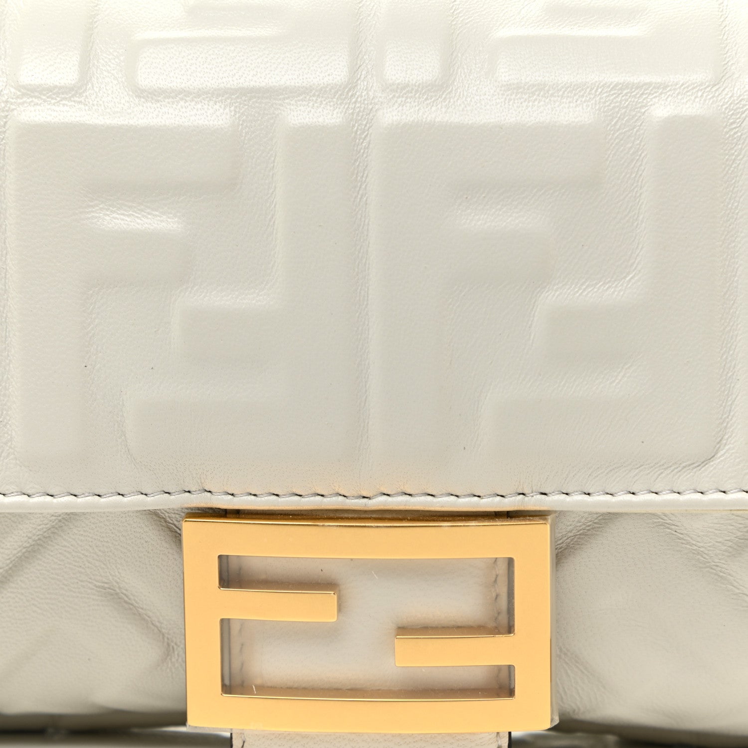 Fendi Nappa FF 1974 Embossed Baguette White 7 of 16