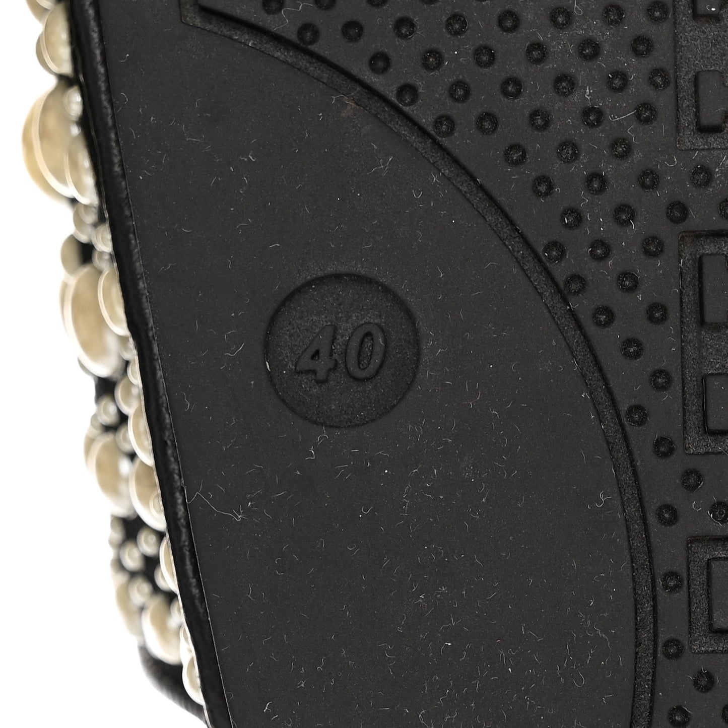 Canvas Pearl Embellished Fitz Slide Sandals 40 Black