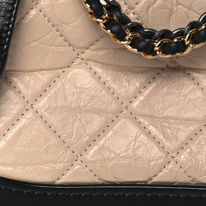 Chanel Aged Calfskin Quilted Small Gabrielle Hobo Beige Black 15 of 16