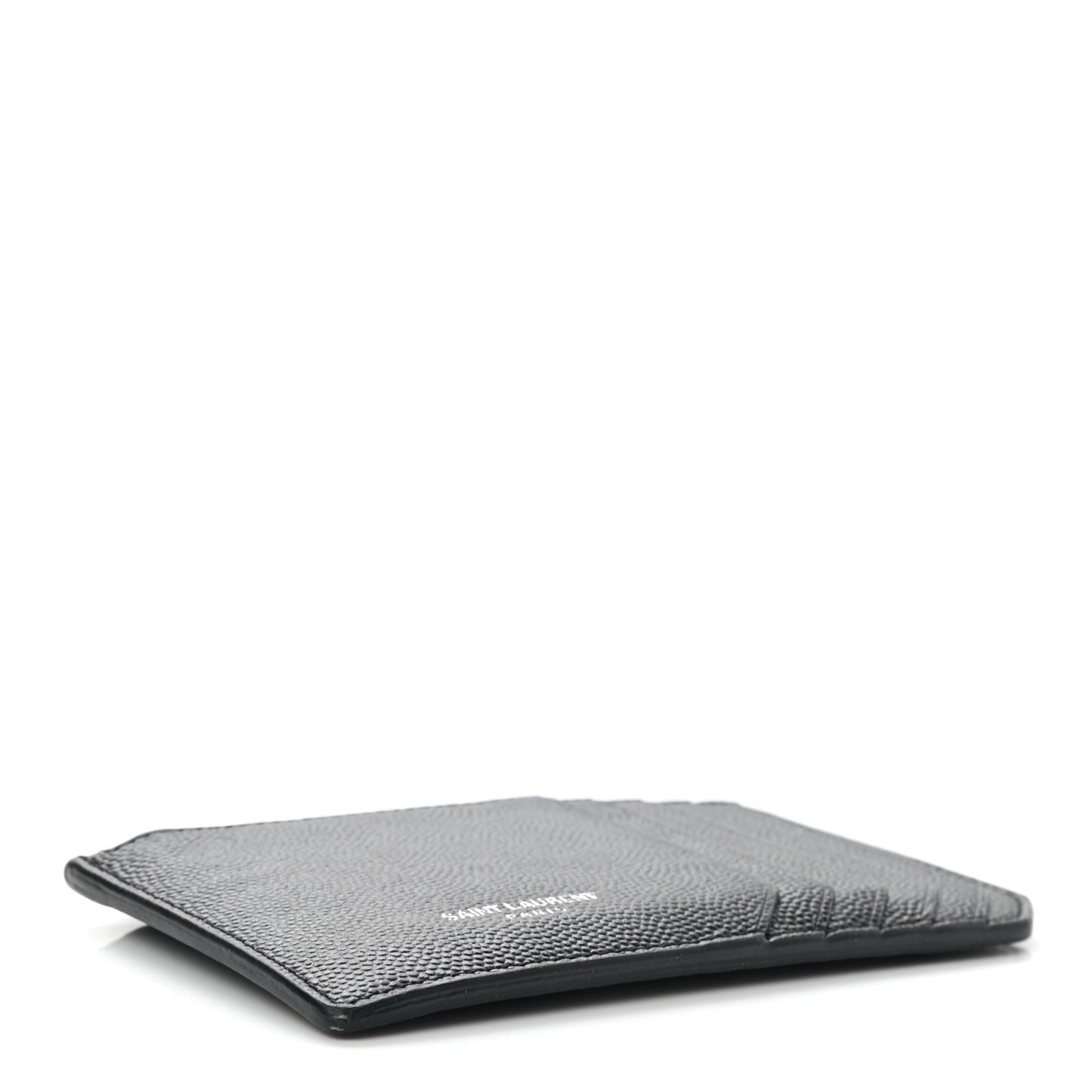 Grained Calfskin 5 Fragments Zip Pouch Card Holder Black