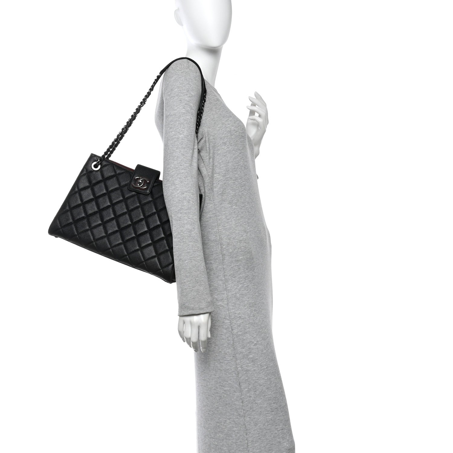 Chanel Caviar Quilted Large CC Accordion Shopping Bag Black 2 of 12