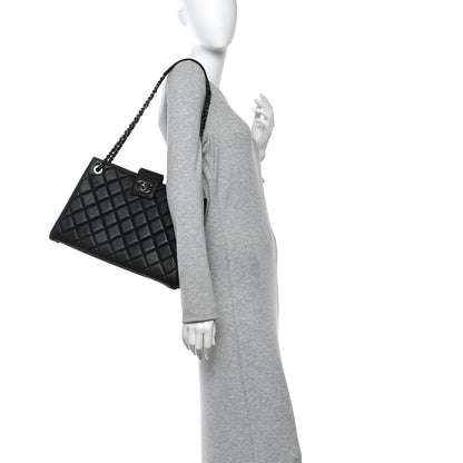 Chanel Caviar Quilted Large CC Accordion Shopping Bag Black 2 of 12