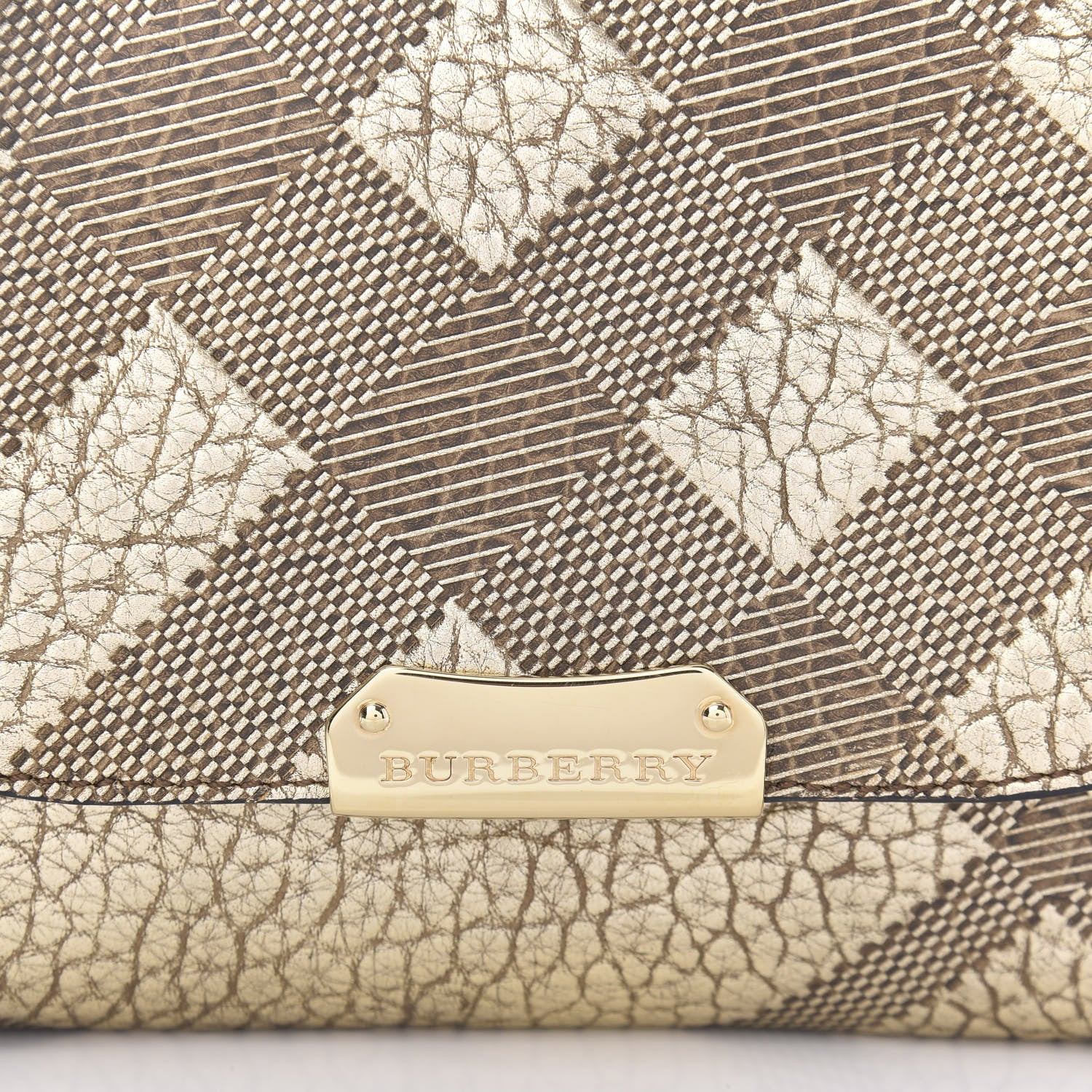 Burberry Metallic Signature Grain Calfskin Check Embossed Langley Crossbody Gold 10 of 10