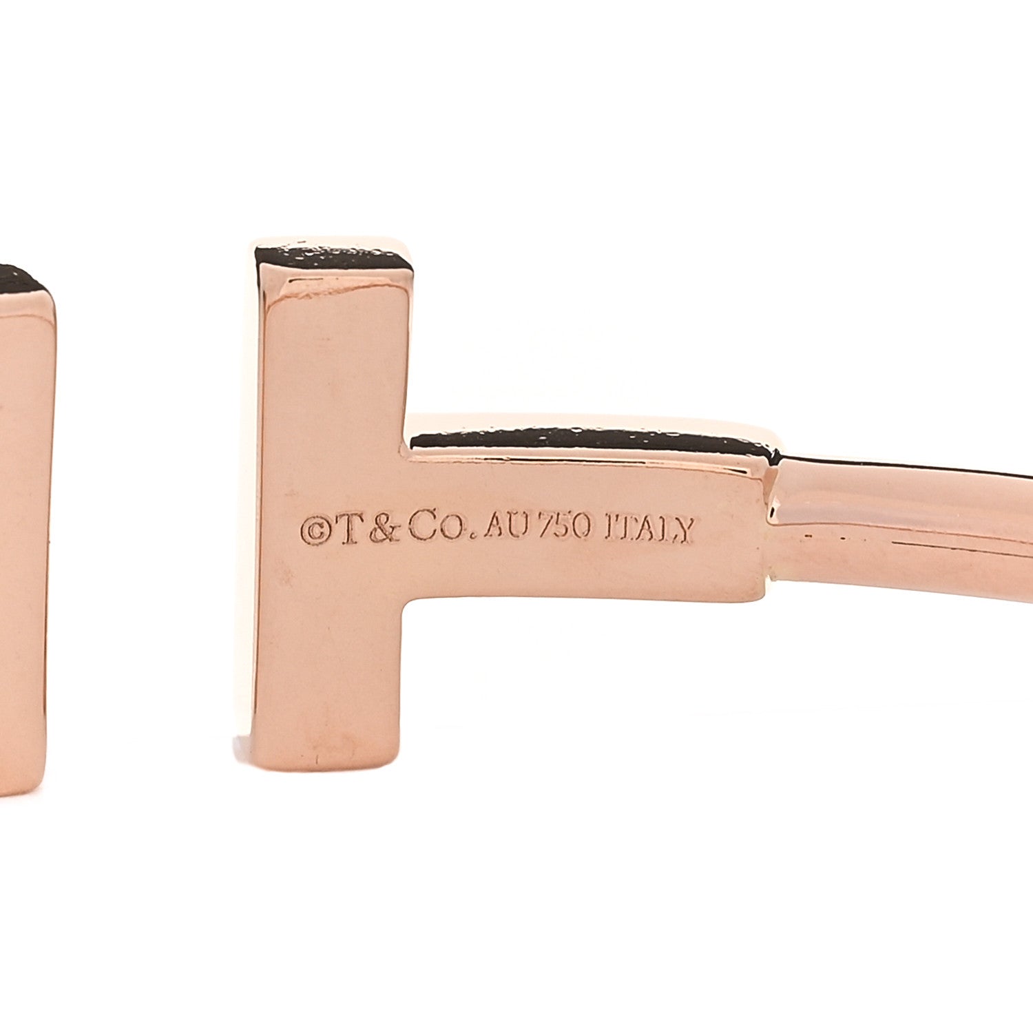 Tiffany 18K Rose Gold Diamond T Wire Bracelet 3 of 4