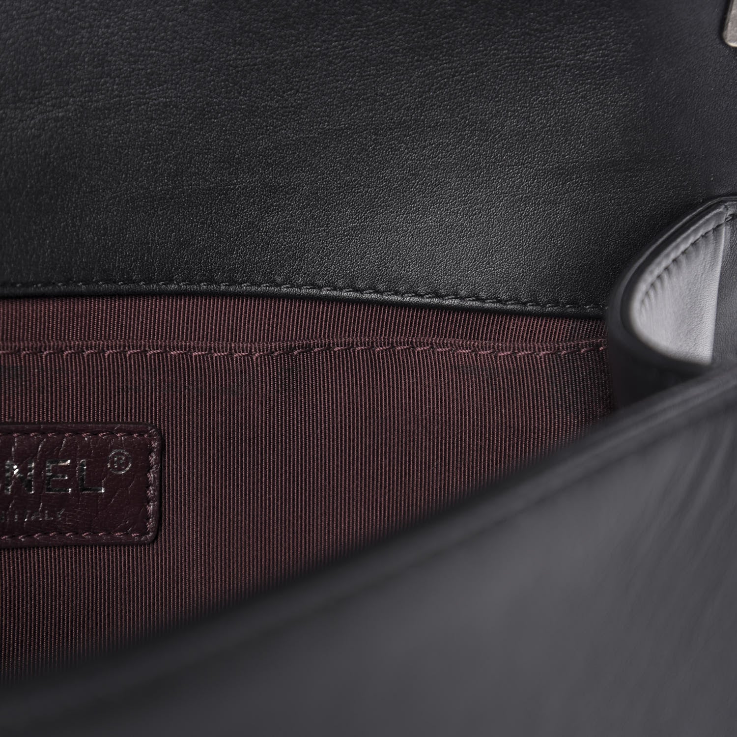 Chanel Calfskin Woven Medium Boy Flap Black White 9 of 12