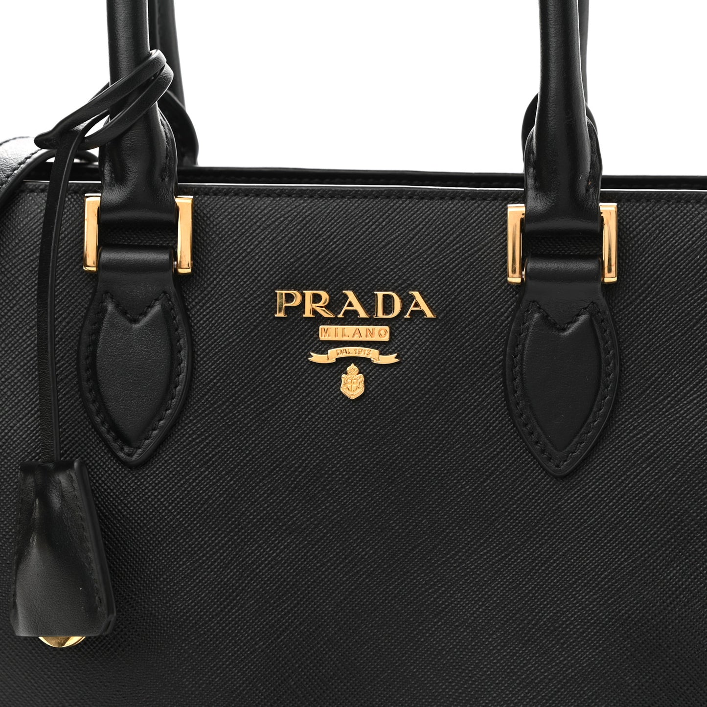 Saffiano Soft Calfskin Small Zippered Tote Black