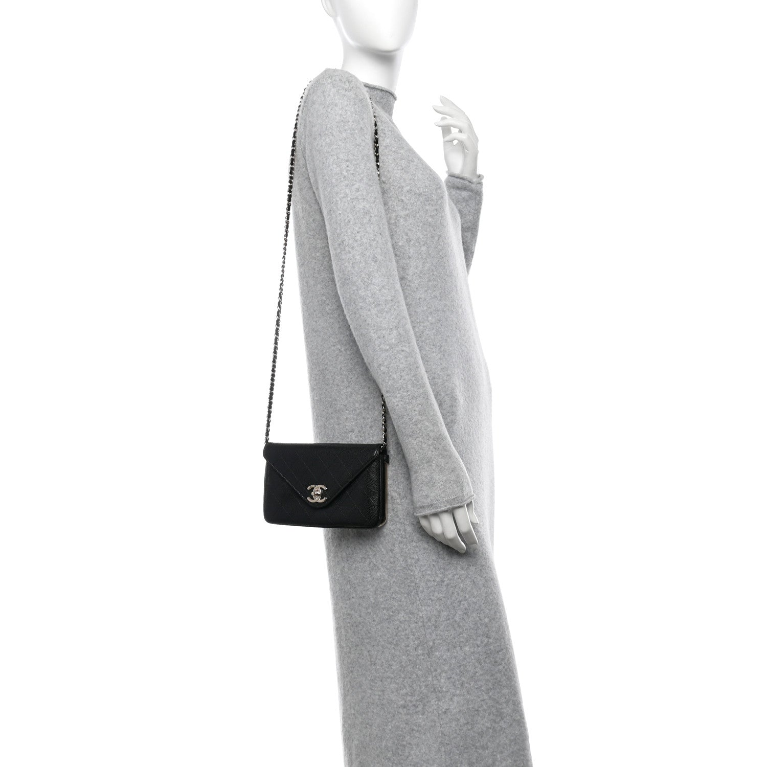 Chanel Caviar Envelope Wallet On Chain WOC Black 2 of 11