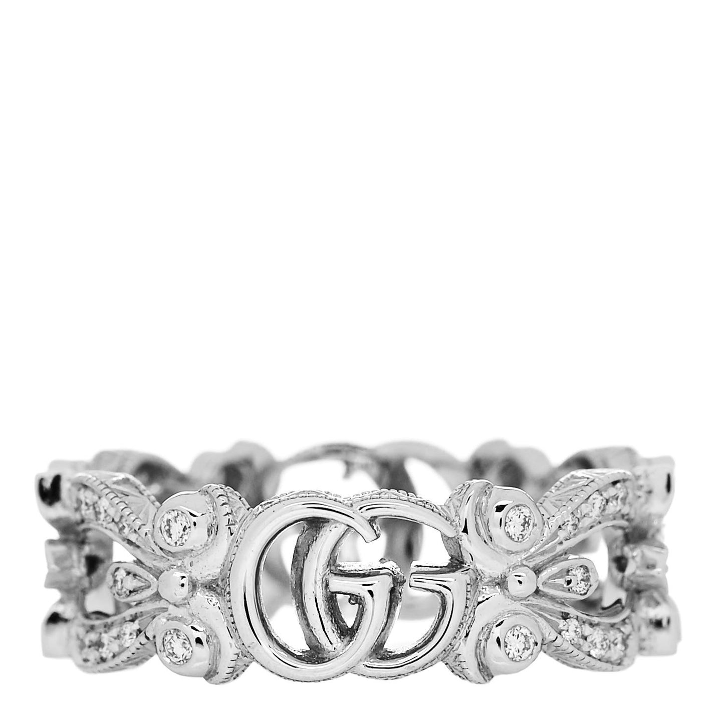 18K White Gold Diamond Flora Pave Ring 48 4.5