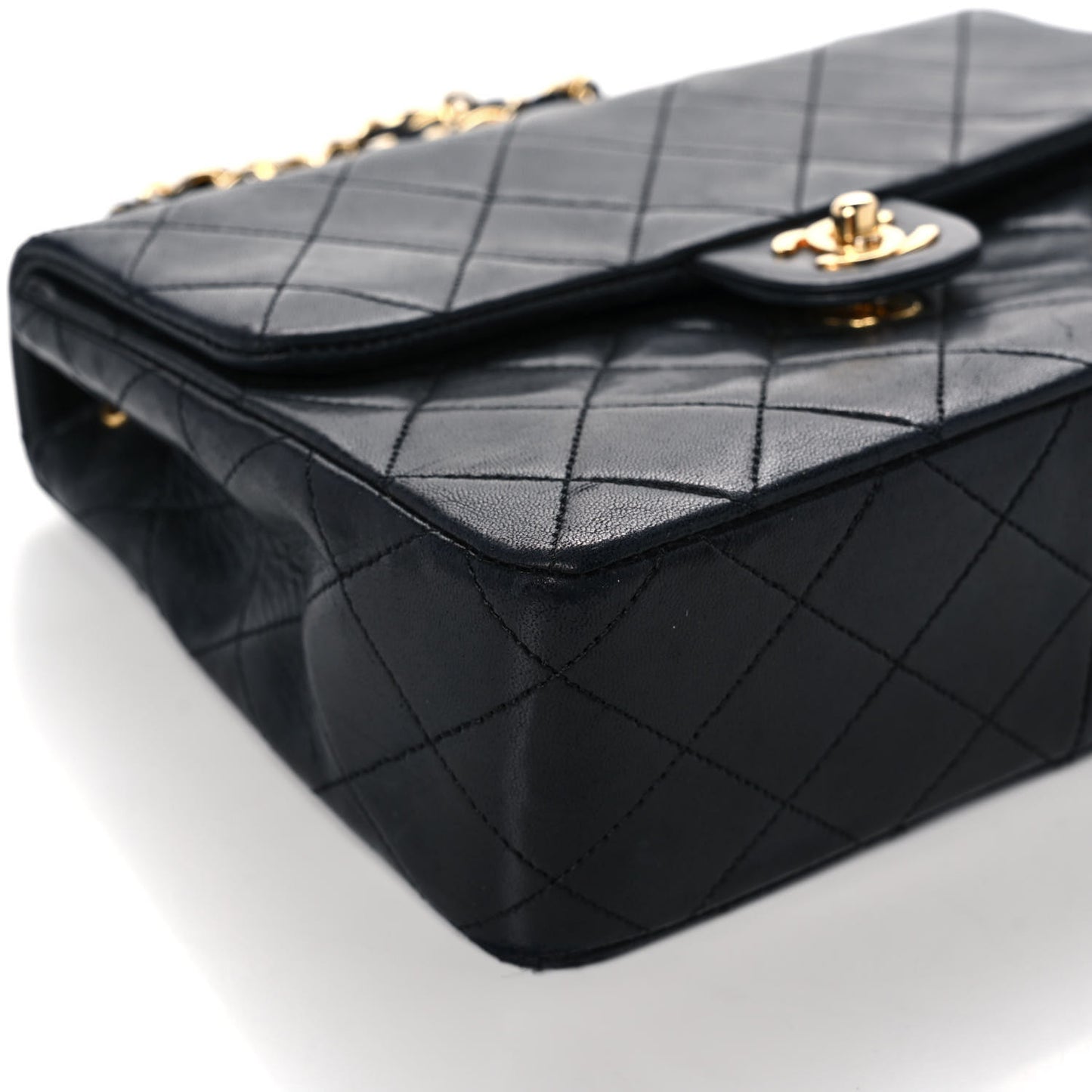 Lambskin Quilted Mini Square Flap Black