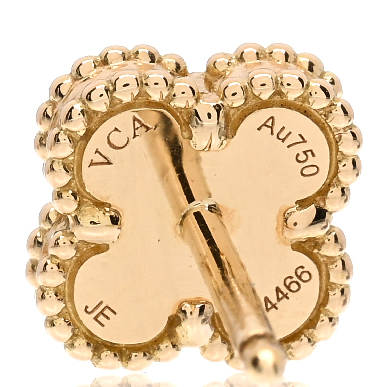 Van Cleef & Arpels 18K Yellow Gold Mother of Pearl Sweet Alhambra Earrings 4 of 5