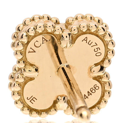 Van Cleef & Arpels 18K Yellow Gold Mother of Pearl Sweet Alhambra Earrings 4 of 5