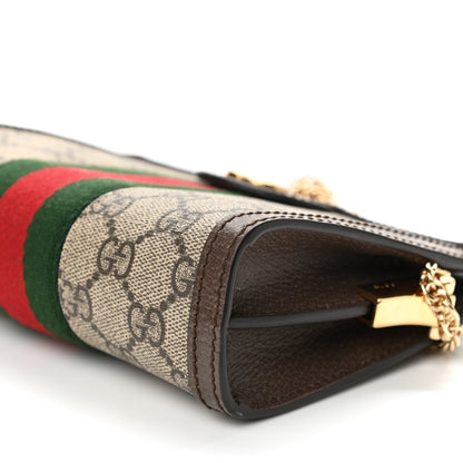 Gucci GG Supreme Monogram Textured Dollar Calfskin Web Mini Ophidia Chain Shoulder Bag Beige Ebony New Acero 11 of 12