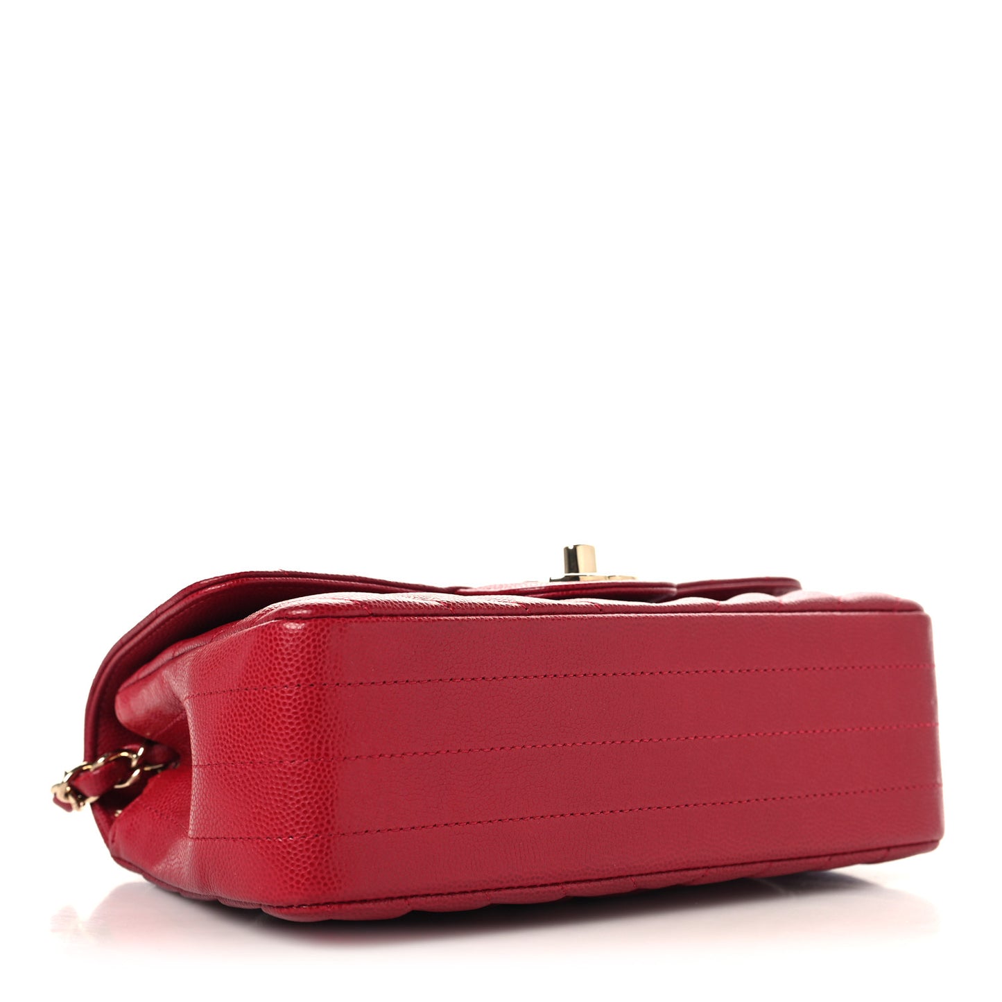 Caviar Chevron Quilted Mini Rectangular Flap Dark Red