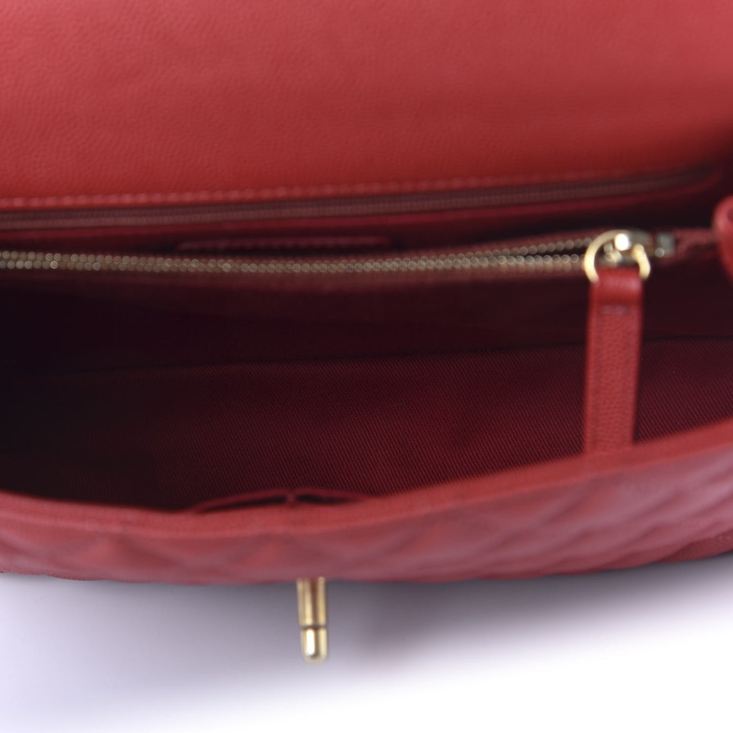 Caviar Quilted Small Coco Handle Flap Red