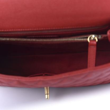 Chanel Caviar Quilted Small Coco Handle Flap Red 5 of 11