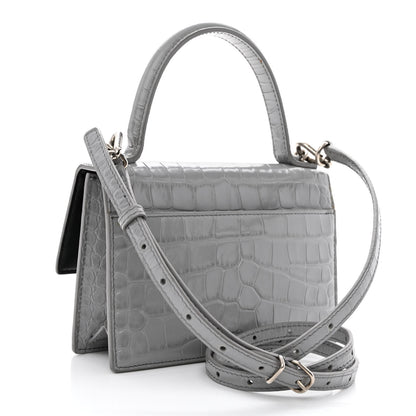 Balenciaga Shiny Calfskin Crocodile Embossed XS Sharp Top Handle Bag Balenciaga Grey 3 of 13