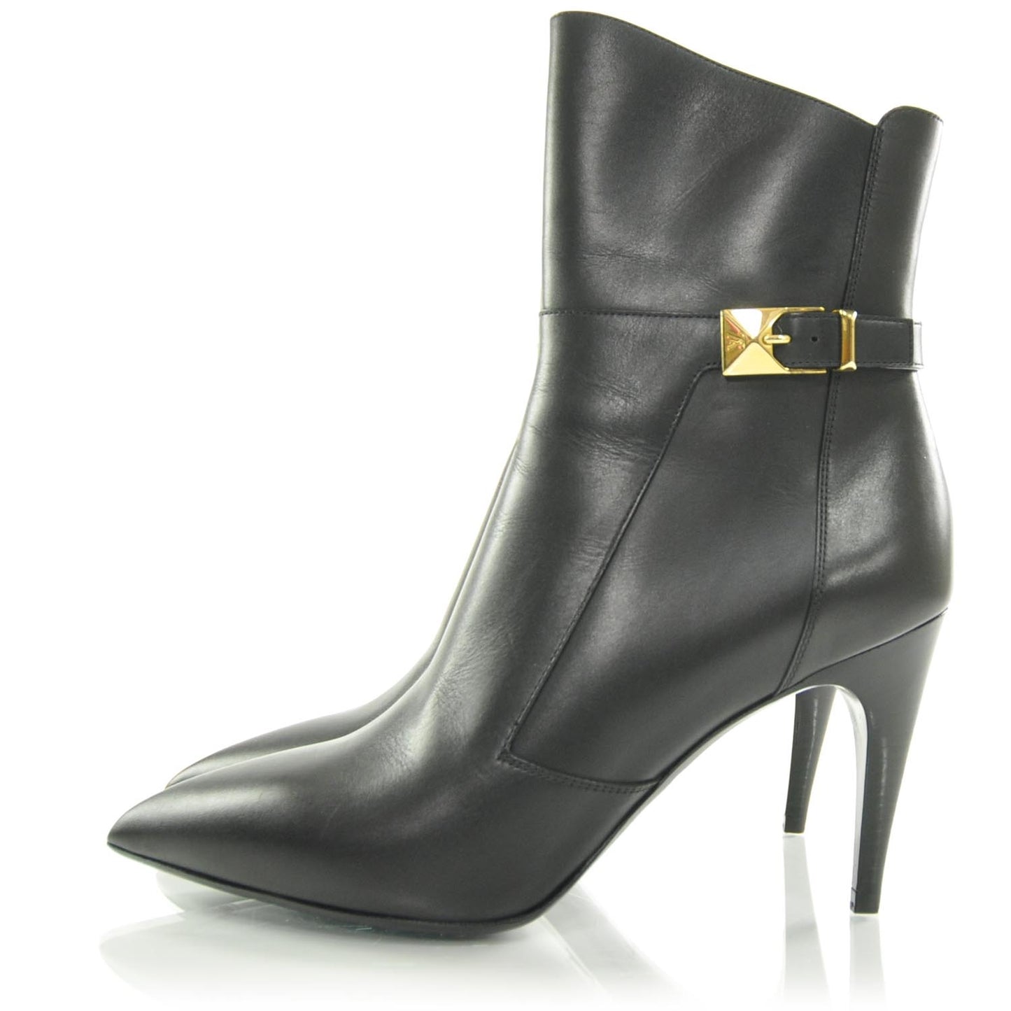 Leather Black High Heel Ankle Boots 38