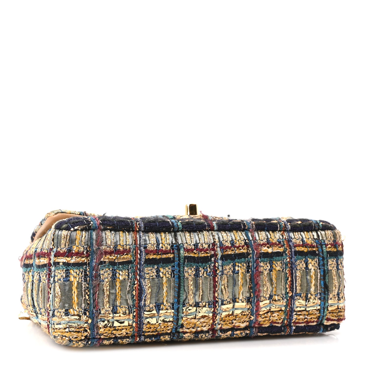 Chanel Tweed Quilted Egyptian Mini Rectangular Flap Green Black 4 of 10
