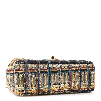 Chanel Tweed Quilted Egyptian Mini Rectangular Flap Green Black 4 of 10