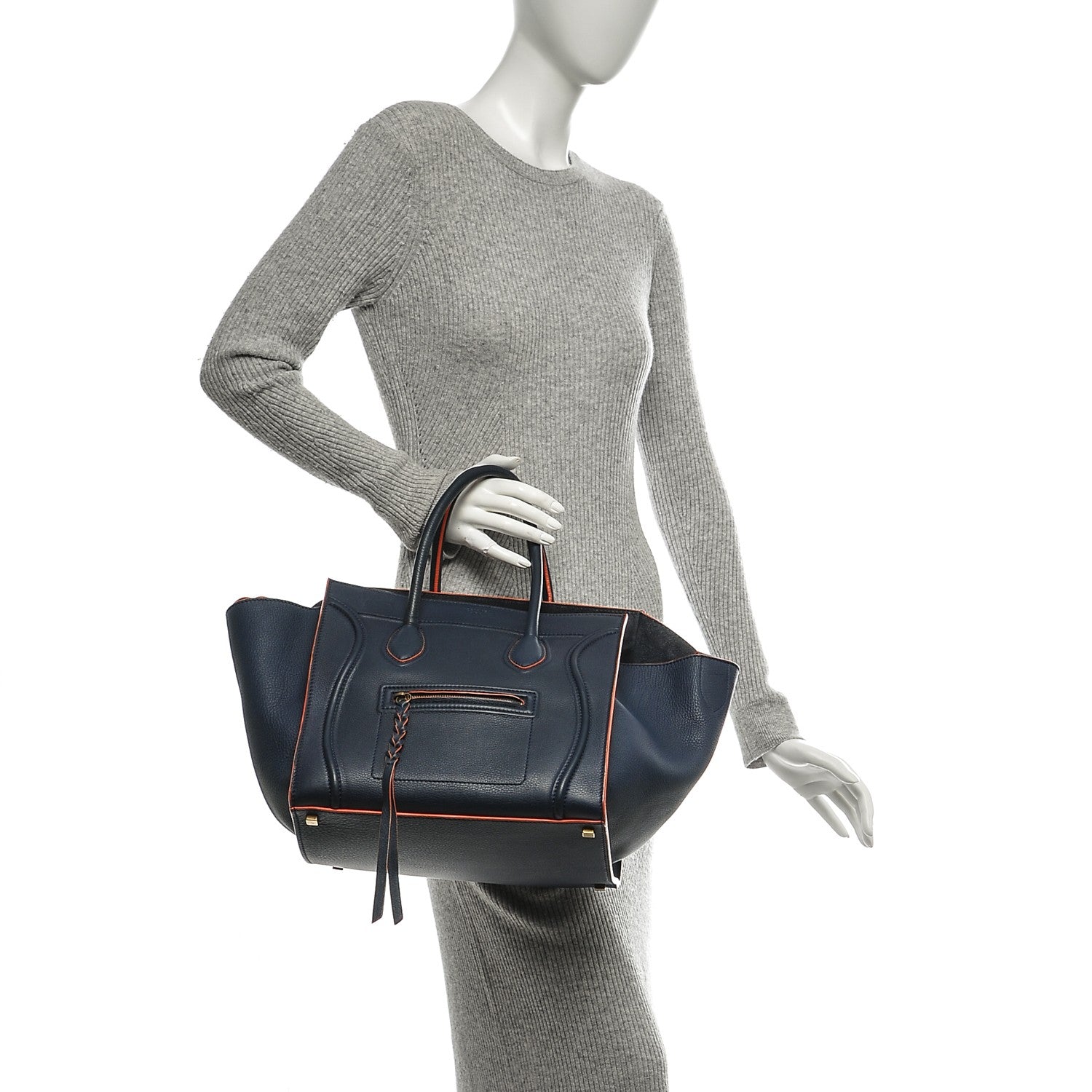 Celine Baby Grained Calfskin Medium Phantom Luggage Midnight 2 of 7