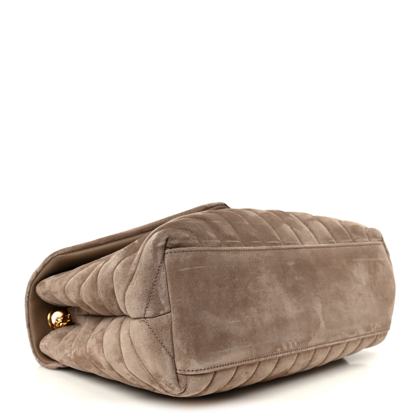Suede Y Quilted Monogram Medium Loulou Chain Satchel Taupe