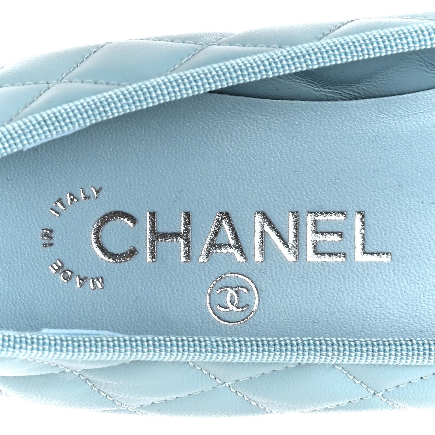 Lambskin Quilted CC Cap Toe Ballerina Flats 37.5 Blue