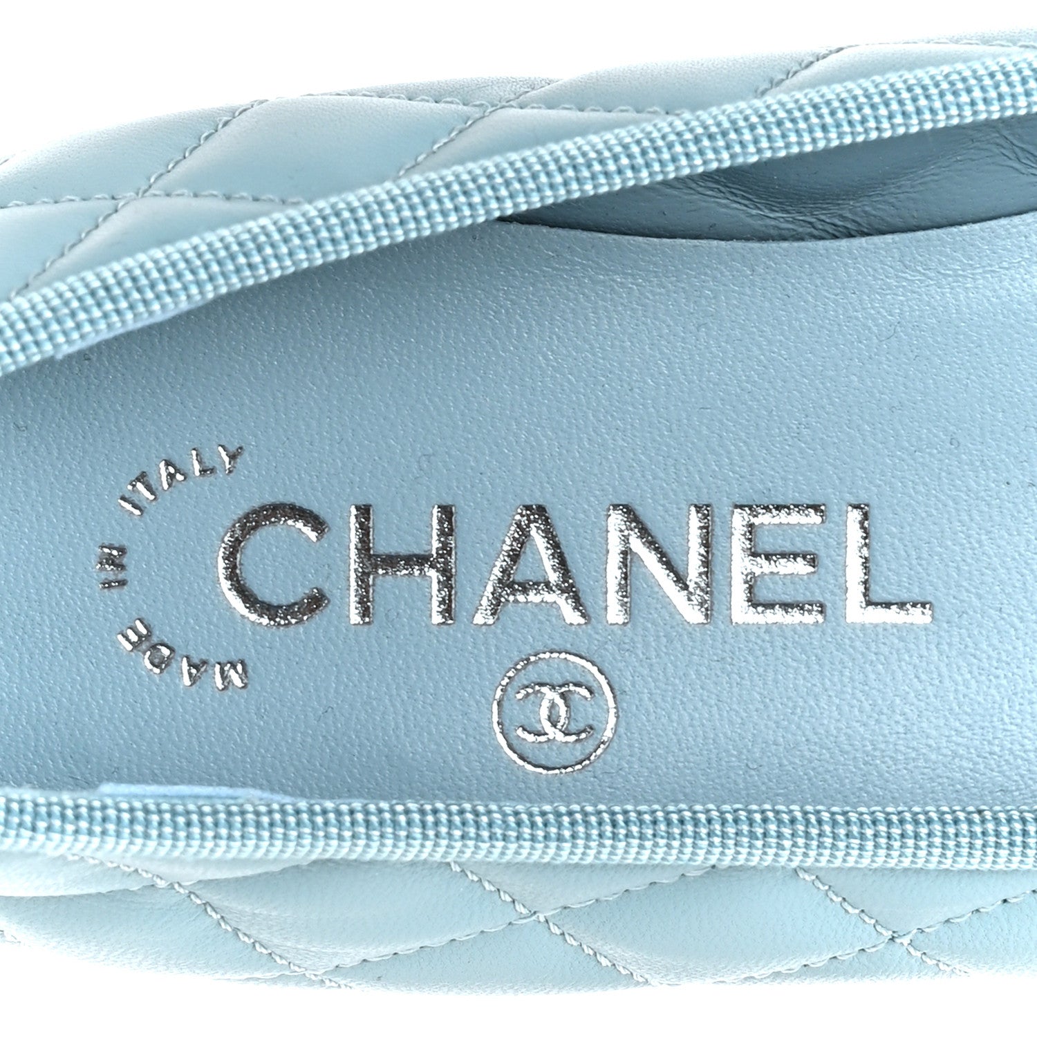 Chanel Lambskin Quilted CC Cap Toe Ballerina Flats 37.5 Blue 7 of 10