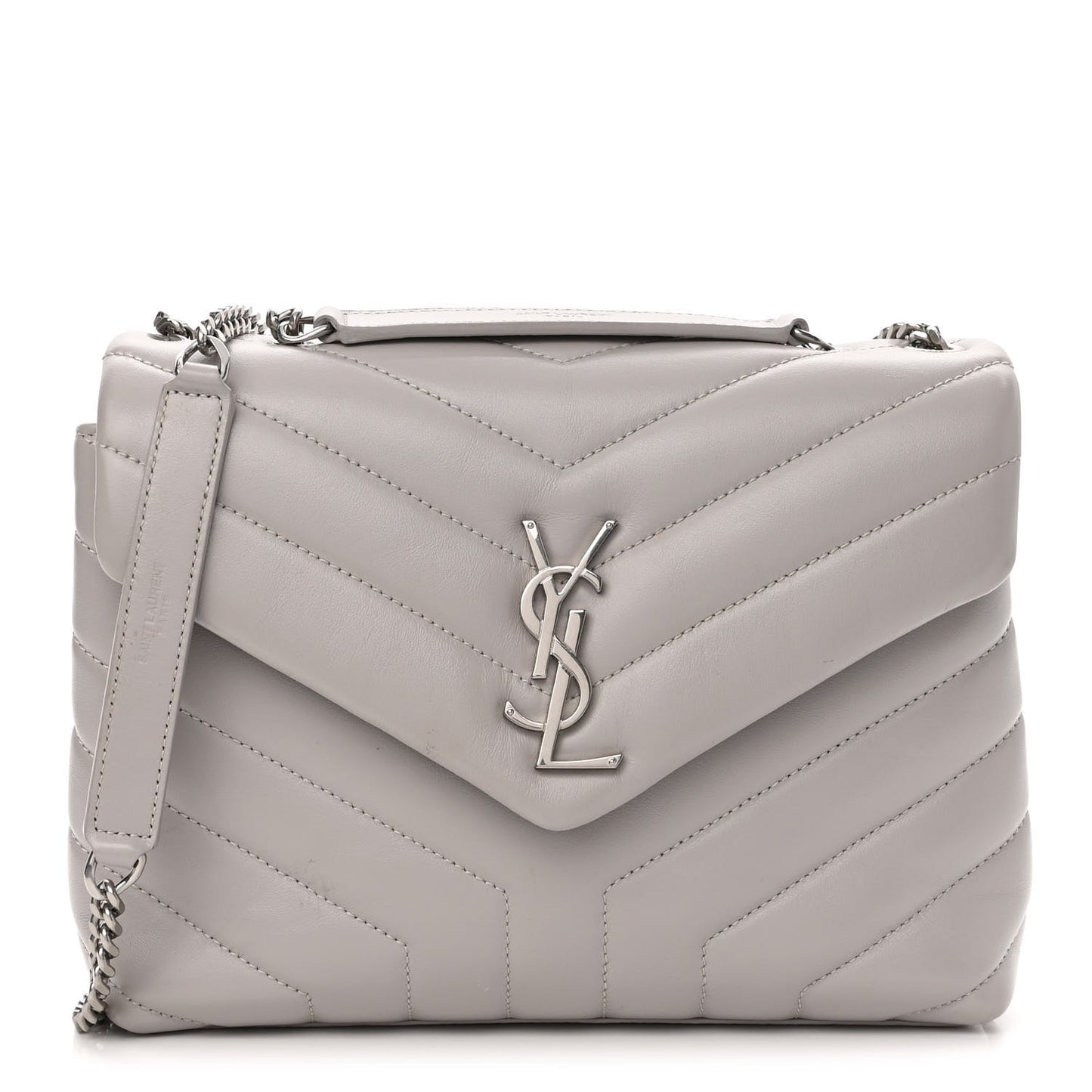 Calfskin Y Quilted Monogram Small Loulou Chain Satchel Granite