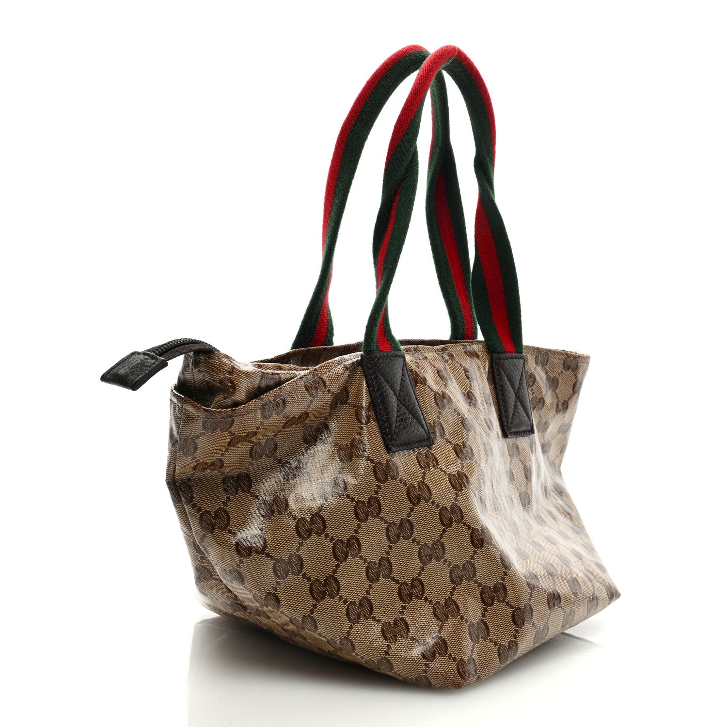 Gucci Crystal Monogram Mini Web Handle Bucket Tote Brown 2 of 8