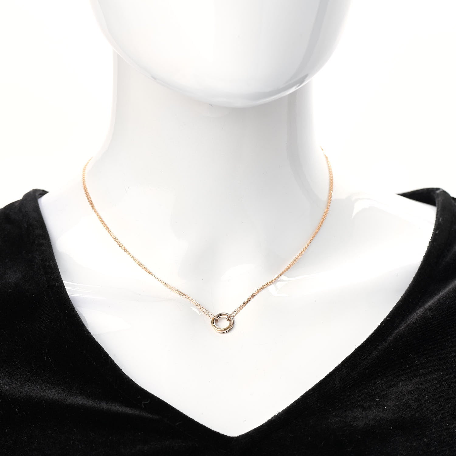 Cartier 18K Pink Yellow White Gold Trinity Double Chain Pendant Necklace 2 of 6