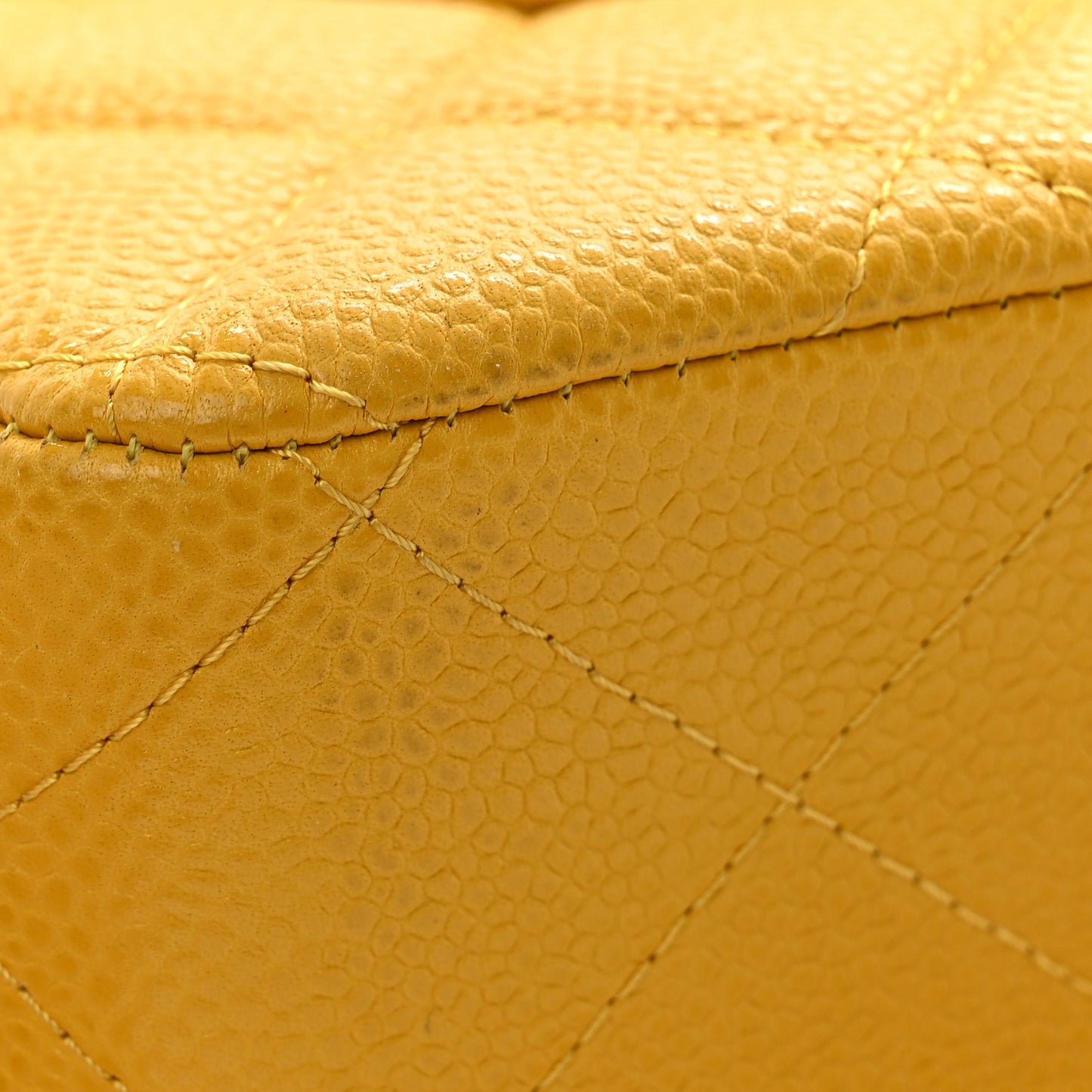 Caviar Quilted Jumbo Double Flap Yellow