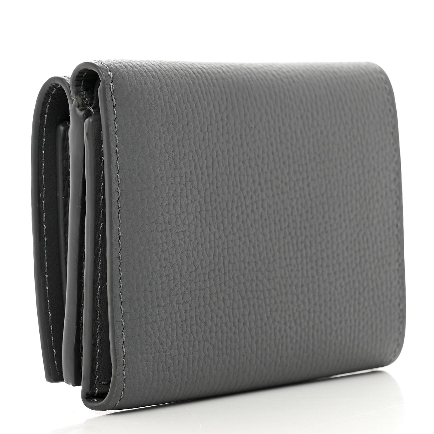 Grained Calfskin Anagram Trifold Wallet Asphalt Grey