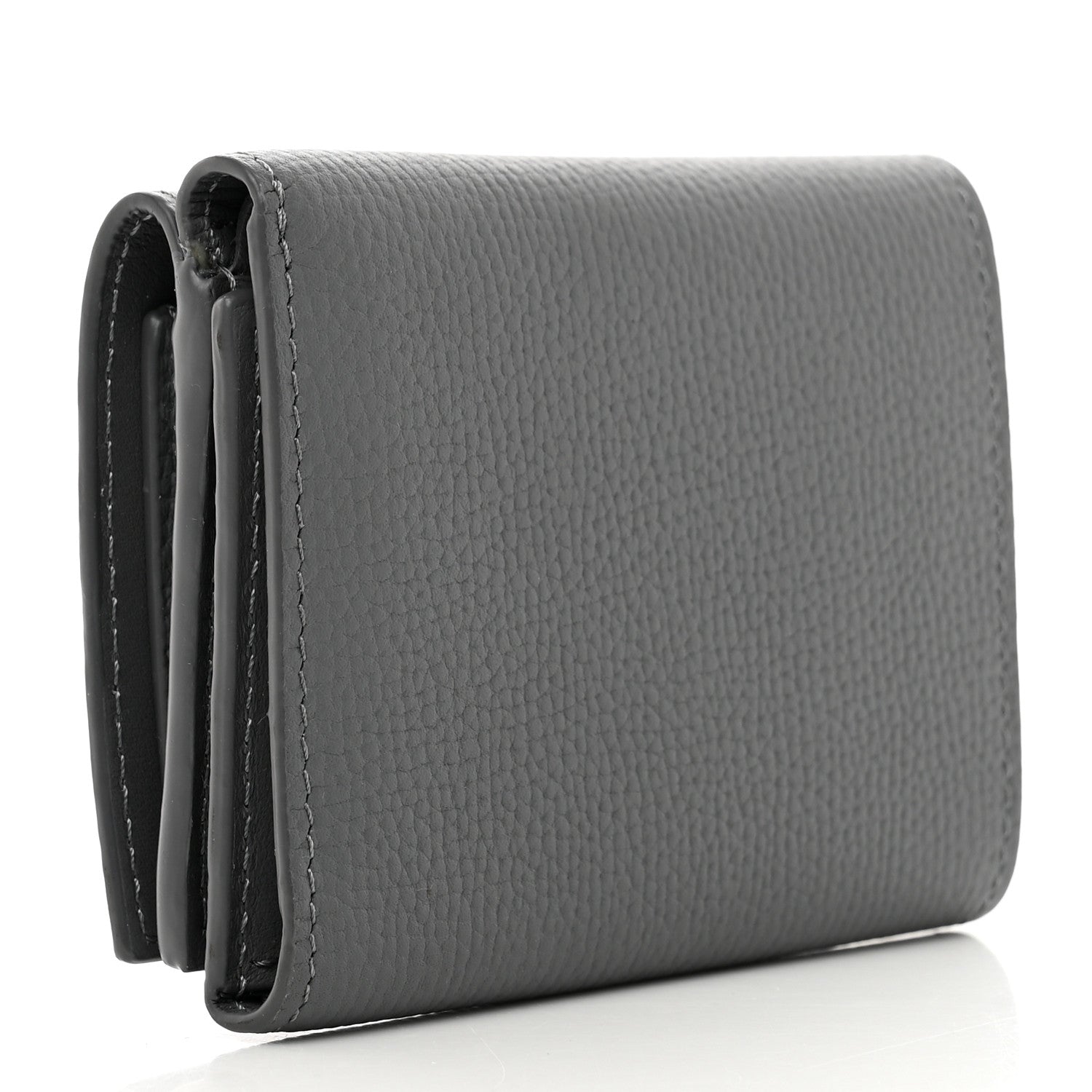 Loewe Grained Calfskin Anagram Trifold Wallet Asphalt Grey 3 of 7