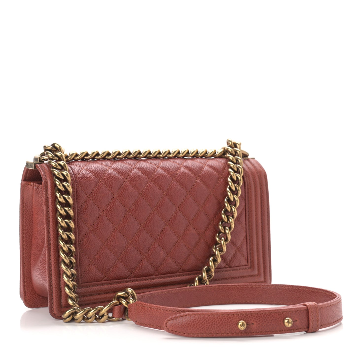 Caviar Quilted Medium Boy Flap Dark Orange