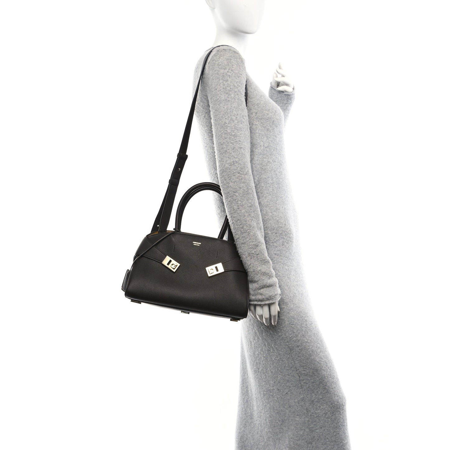 Hammered Calfskin Small Hug Bag  Burnt Ocra