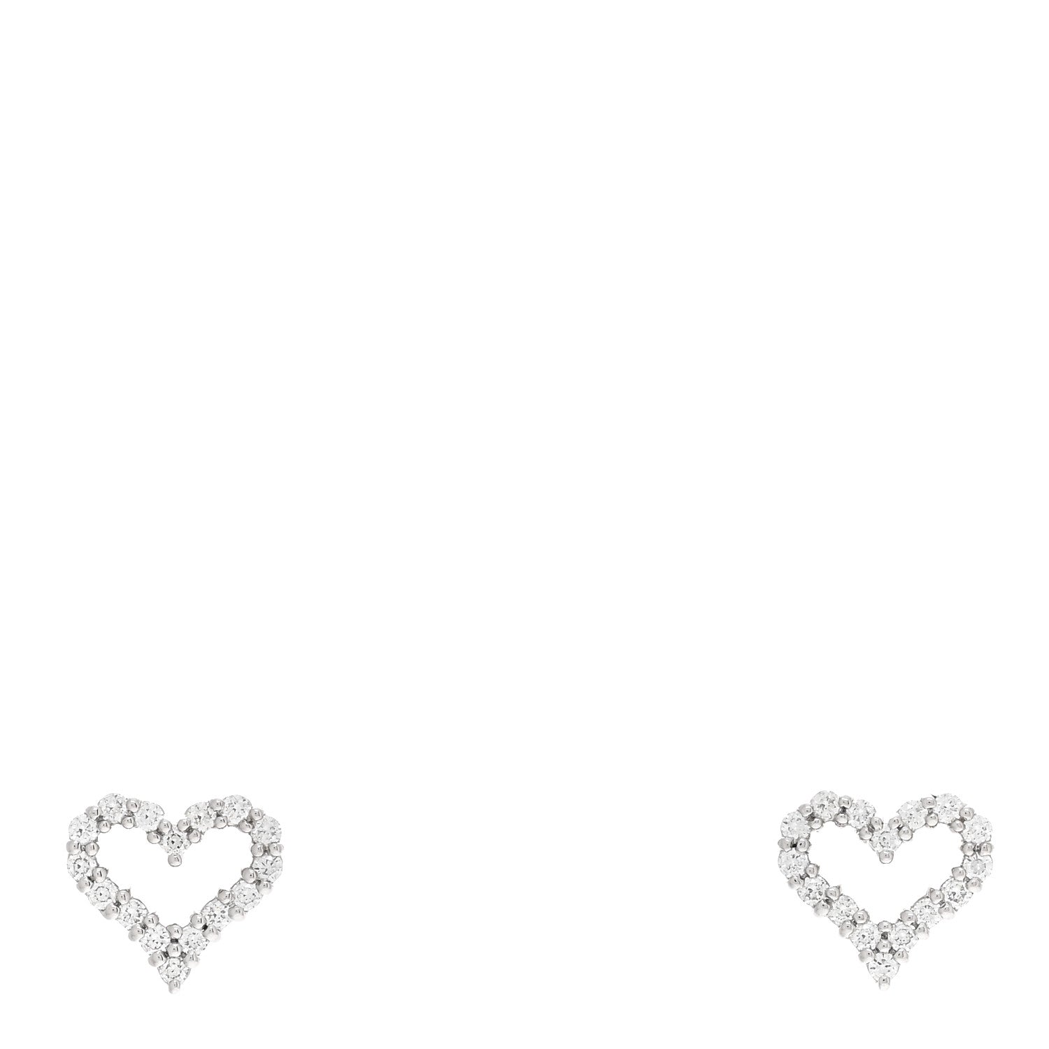 Tiffany Platinum Diamond Extra Mini Heart Earrings 1 of 5