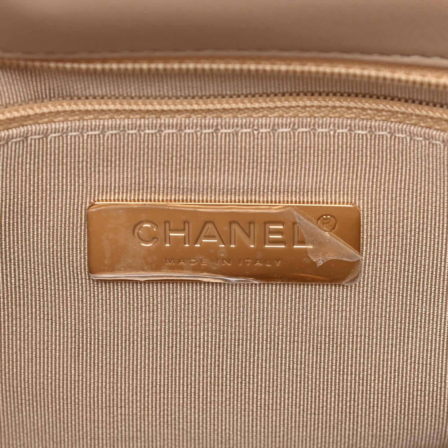 Lambskin Quilted Medium Chanel 19 Flap Dark Beige