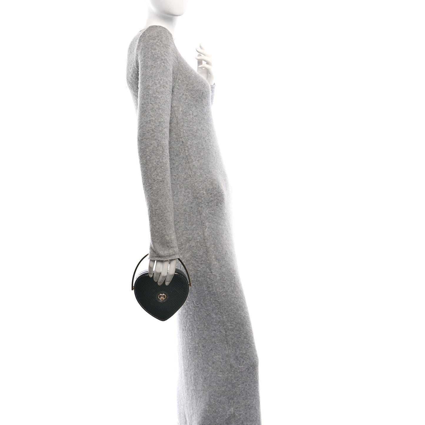 Snakeskin Broadway Ring Top Handle Bag Black