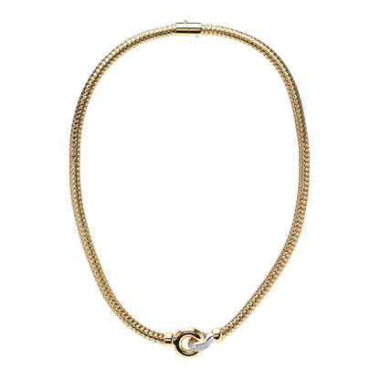 Roberto Coin 18K Yellow White Gold Diamond Primavera Interlock Necklace 1 of 4
