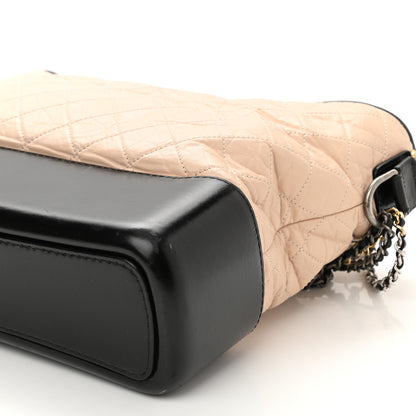 Chanel Aged Calfskin Quilted Large Gabrielle Hobo Beige Black 10 of 11