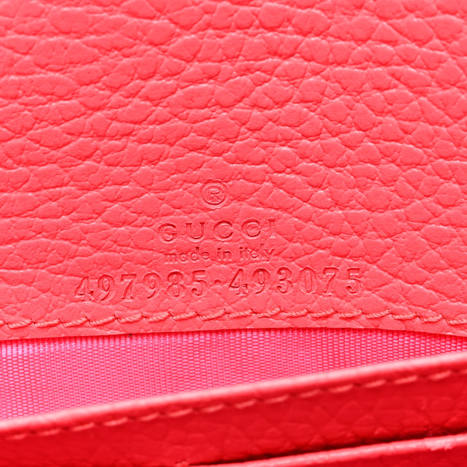 Gucci Dollar Calfskin Enamel Monochrome Mini GG Marmont Chain Wallet Runway Coral 7 of 10