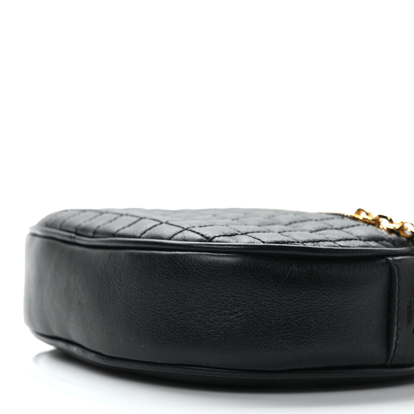 Calfskin Quilted Small C Charm Bag Black