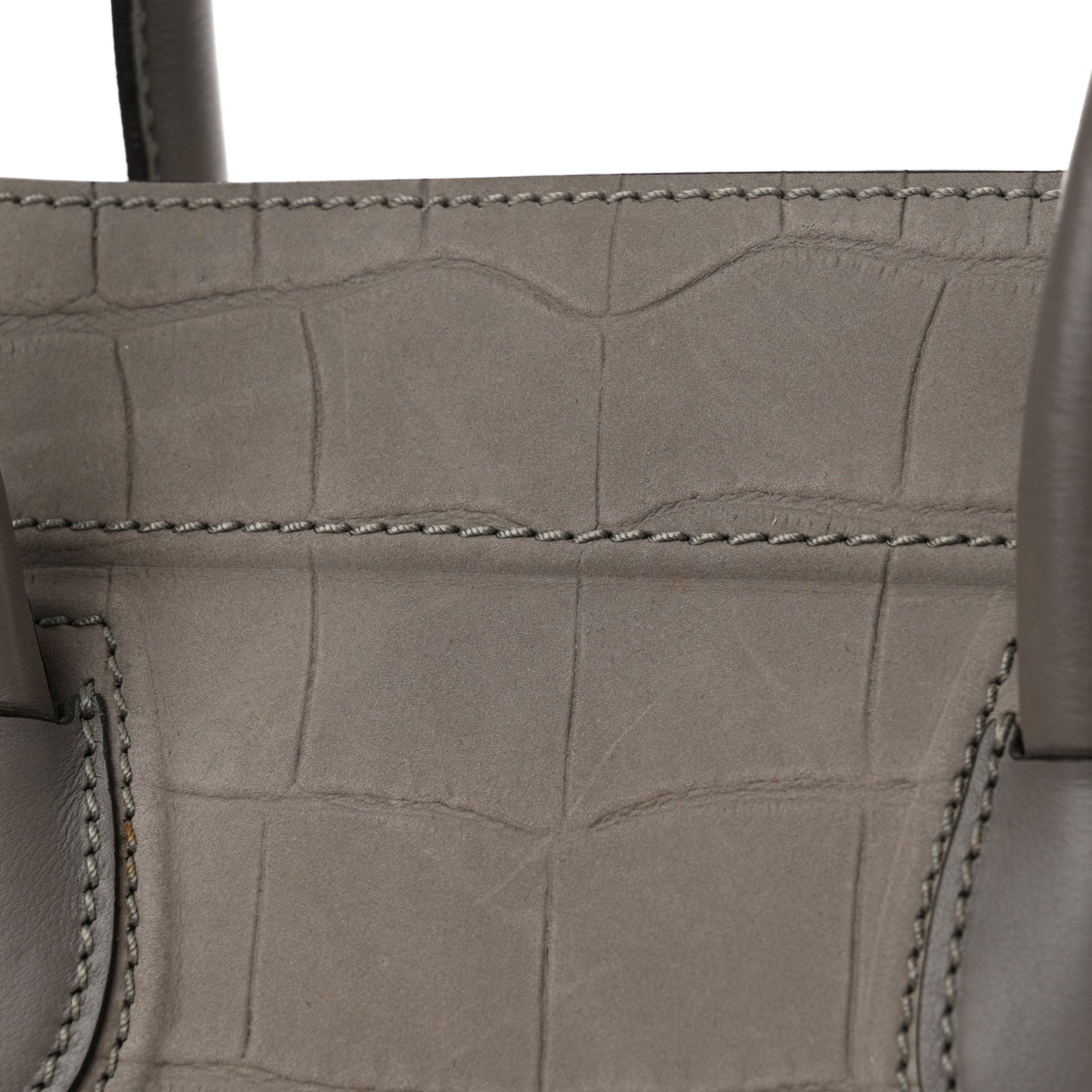 Crocodile Embossed Nubuck Large Phantom Luggage Grey