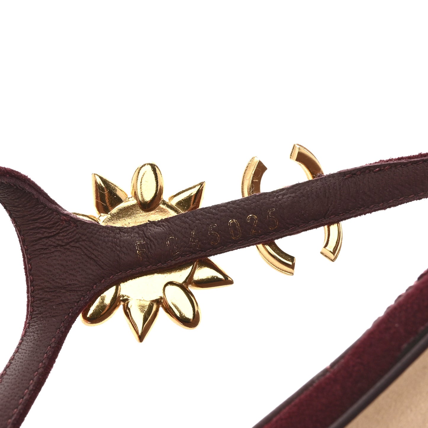 Suede Calfskin CC Crystal Thong Sandals 40.5 Burgundy