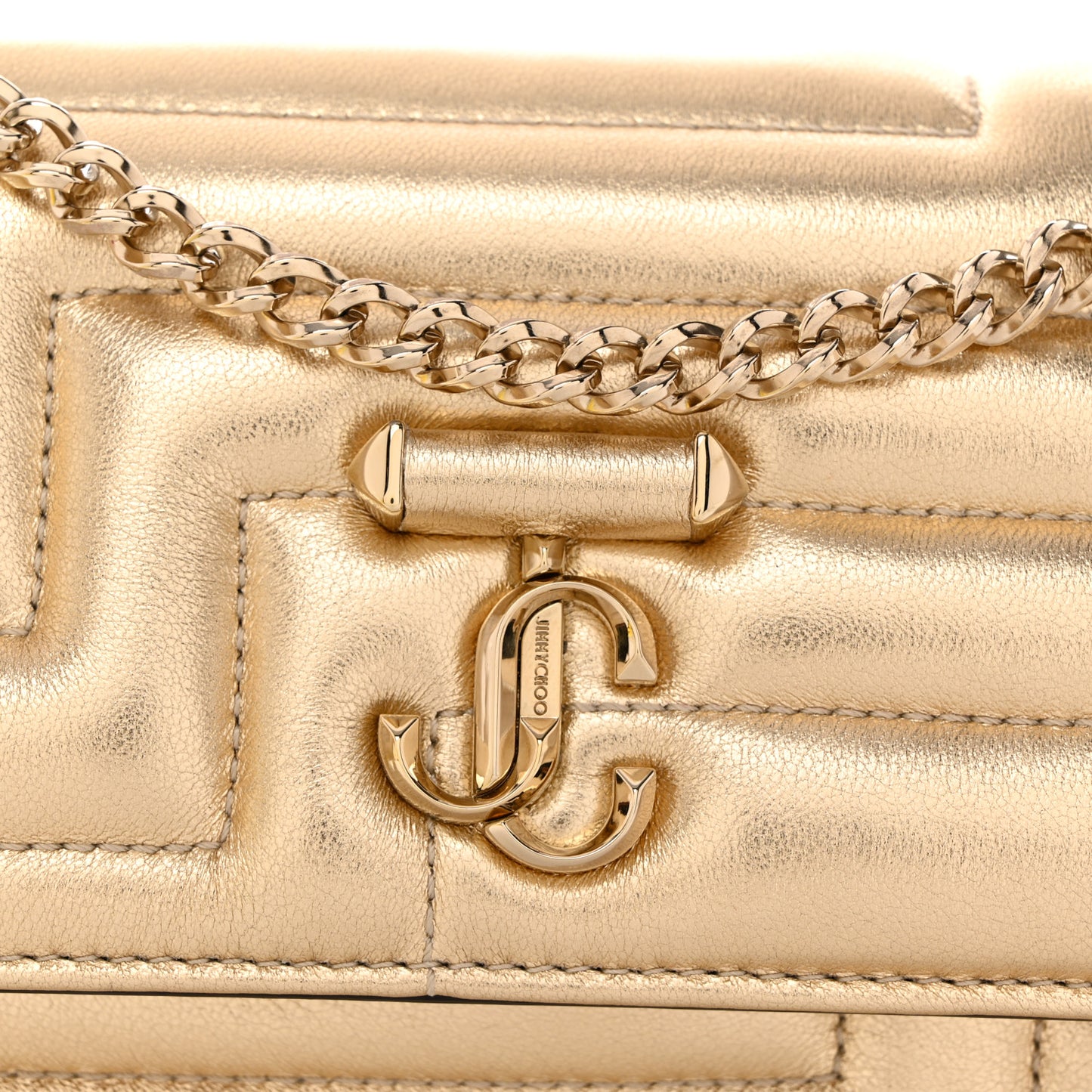 Metallic Nappa Quilted Bohemia Shoulder Bag Gold
